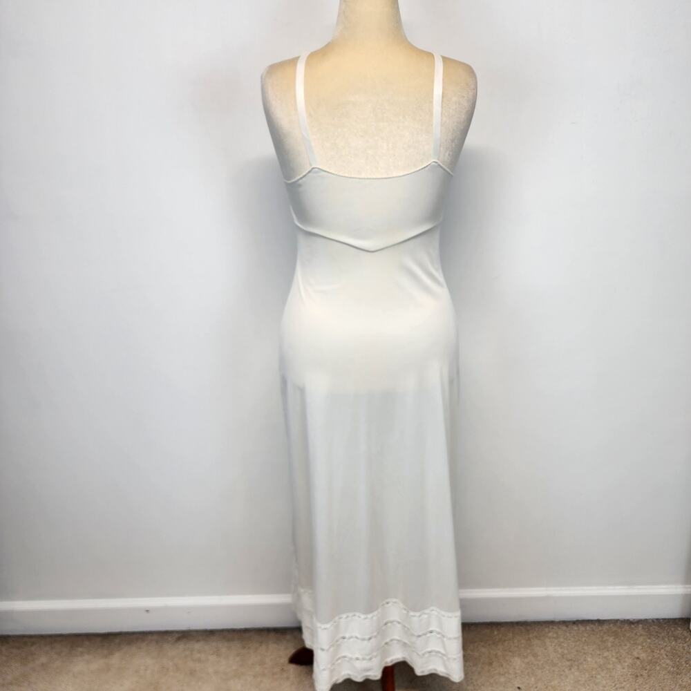 Vintage Sears Maxi Slip Dress Gown Size 36 Ivory Nylon Adjustable Lace Trim - Picture 3 of 14